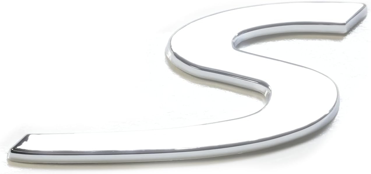 Silver S Letter Rear Trunk Boot Lid Hatch Tailgate Emblem Badge for Porsche Cayenne Panamera 2009-2022, Rear Trunk with Tailgate Badge for Porsche 911 970 971 9YA