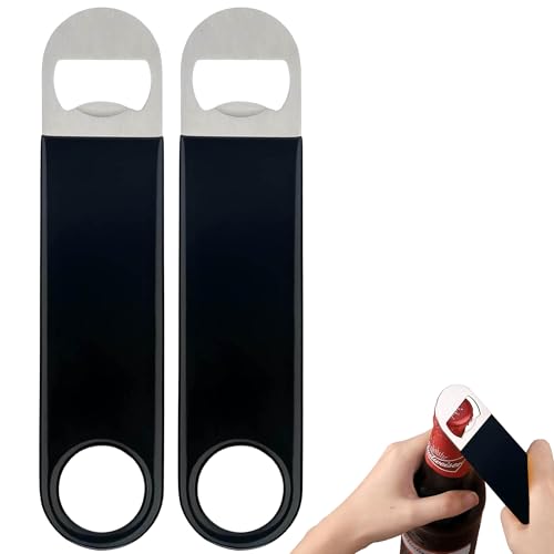 Bartender Bottle Openers, Beer Bottle Opener Heavy Duty Stainless Bar Blade, Beer Openers, 2 Pack by Premium Cold One. Professional Grade: Rubber Coated, Stainless Steel. 7 inch/17.7cm