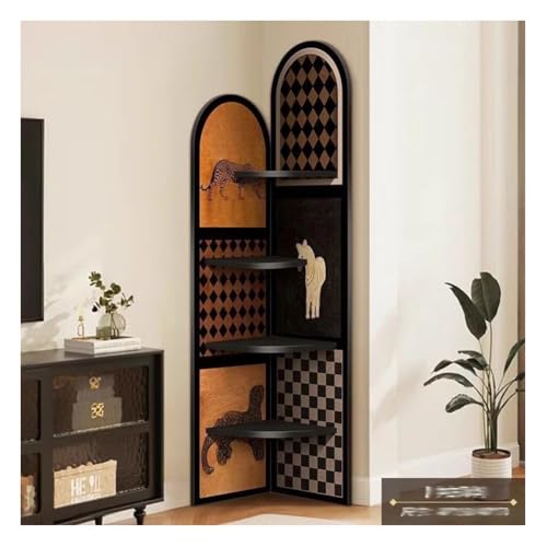 Armario de almacenamiento esquinero independiente de 4 niveles para sala de estar/dormitorio, estantería abierta y estantería triangular de madera (#5, 40 x 40 x 170 cm)