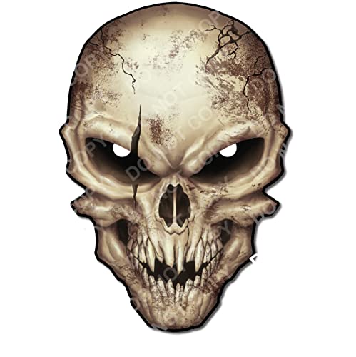 Image of Skull Decal with Reflective Eyes Bone Cracked Vinyl Decal Stickers Car Truck Sniper Marines Army Navy Military Graphic