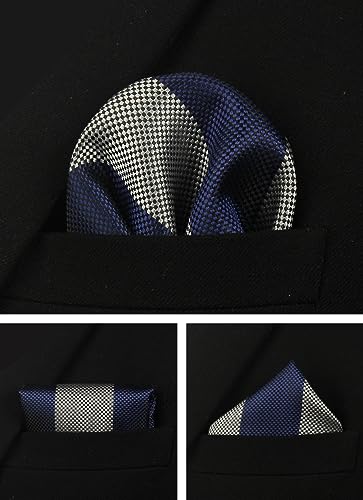Image of Striped Plaid Polka Dot Mens Tie Formal Necktie Pocket Squares Ties Clips Cufflinks Classic for Men Set