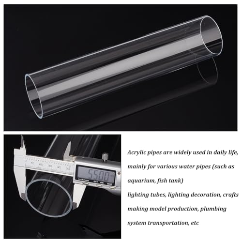 Image of OLYCRAFT 2.2x9.8 Inch Acrylic Tube 2 Inch ID Round Acrylic Tube Clear Rigid Tube Acrylic Round Tube Long Acrylic Round Tube for Water Cooling System Supplies Lamps Accessories (Pack of 2)