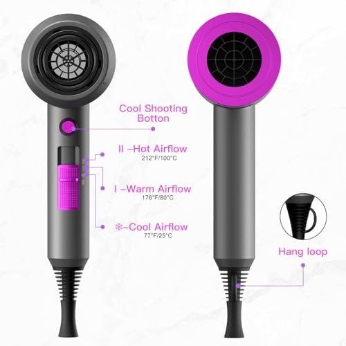 Image of slopehill Professional Ionic Hair Dryer, Powerful 1800W Fast Drying Low Noise Blow Dryer with 2 Concentrator Nozzle 1 Diffuser Attachments for Home Salon Travel