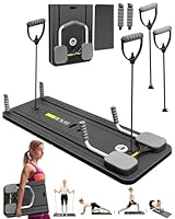 Tragbare Pilates Reformer Board - Vielseitige zusammenklappbare Heimtrainingsausrüstung für Core-/Rücken-/Arm-/Beintraining, Fitnessgeschenk (Black)