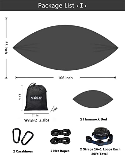 Hammock Camping with Rain Fly Tarp and Net, Portable Camping Hammock Double Tree Hammock Outdoor Indoor Backpacking Travel & Survival, 2 Tree Straps,100% Waterproof - Image 6