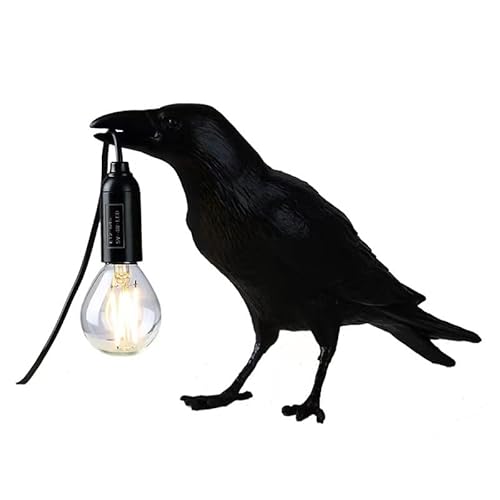 Scomx Raven Table Lamp - Crow Desk Lamp - Vintage Resin Bird Lamp - Birds Table Light For Bedside Bedroom Living Room Decor Black (Bulb Included) (Black) #TOP2