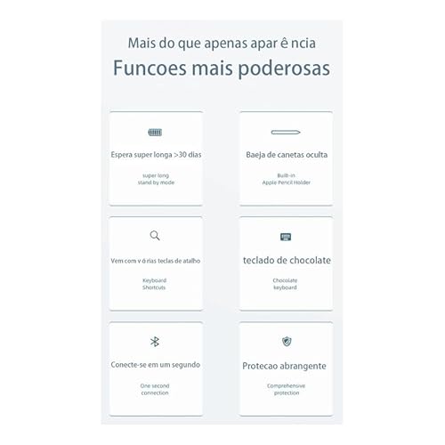 Capa Para Tablet Com Teclado Bluetooth Para iPad 7ª, 8ª e 9ª Gerações