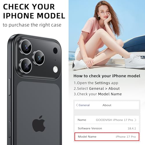 GOODVISH Handykette für iPhone 17 Pro Hülle mit Band, Kameraschutz und Bildschirmschutz, Necklace Handyhülle mit Schnur Schutzhülle für zum Umhängen Transparent Case mit Kordel 6.3", Schwarz 3