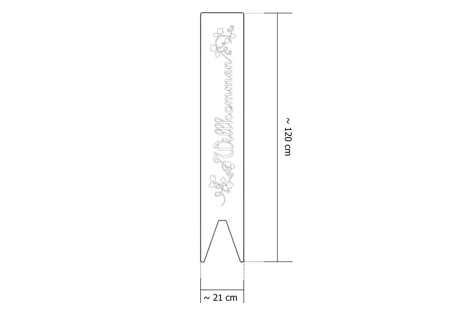 teileplus24 GS01-BR-1 Willkommen Gartenstecker Gartenschild | Schwarz Garten Deko | 3D Abkantung | 120cm x 21cm