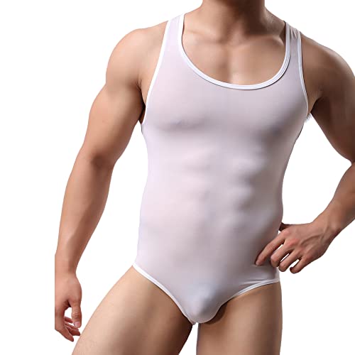 Qiati Men's Athletic Supporters Ultra Lightweight Jumpsuit One Piece Bodysuit Basic Leotard Underwear Singlet #TOP3