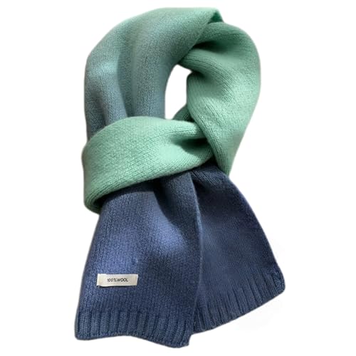 Generisch Damen Winterschal Wollschal Farbverlauf Strickschal - 100% Wolle - Weiche Warm Kaschmir Schal Herbst Winter Halswärmer Gestrickter Halsschal, 160 x 20 cm (Grün...