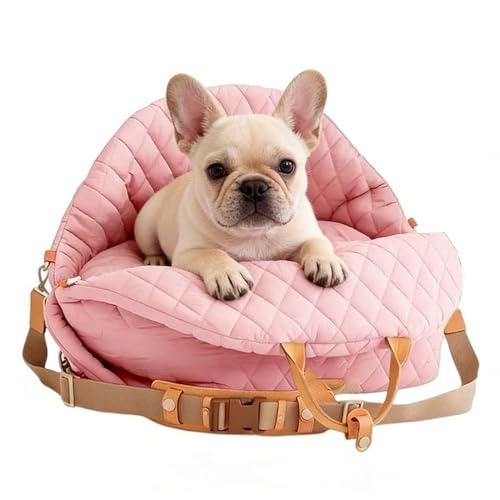 Car Seat For Dogs - Portable Waterproof Pet Booster Seat, Adjustable Strap Puppy Carrier With Handles, Vehicle Travel Bed | Safe