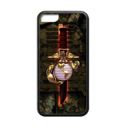 Generic Custom Unique Design USMC(US Marine Corps) Symbol Series Plastic and TPU Black and White Cover Case for iPhone5C