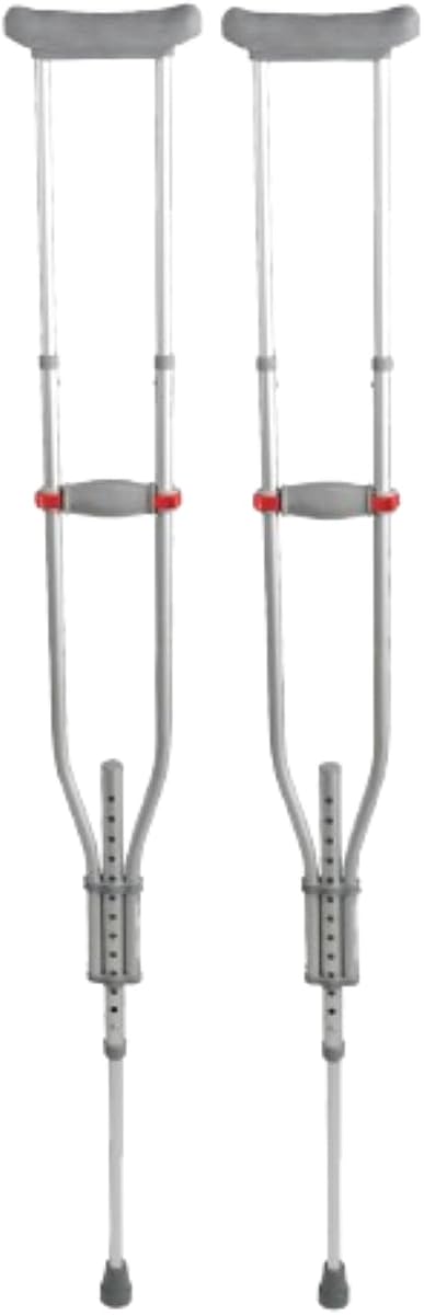 Medline Adjustable Quick-Fit Crutches Easily Adjusts to Fit Kids, Adults & Seniors Between 4’7”– 6’7” Tall — Mobility Aid Supports Up To 300 lbs.