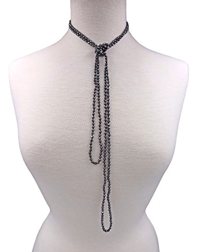 Mgr My Gems Rock! 4Mm Petite Faceted Cut Hematite Beaded Endless Infinity Long Necklace, Approx. 70-Inch Long. #TOP4