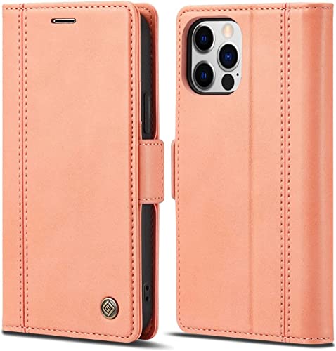 Étui portefeuille iPhone 13 rose avec porte-carte pour sortir léger