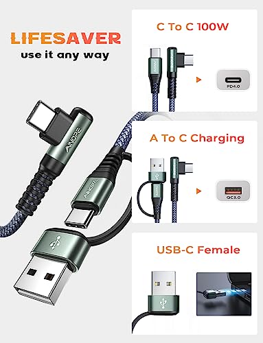 AINOPE 240W Long USB-C Cable 10 ft USB C Cable Fast Charging Type C Charger Right Angle Fit iPhone 17 16 15 Pro Max iPad MacBook Samsung 25 10FT Grey image 7