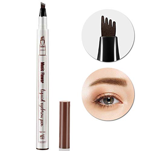 AsaVea Tattoo Eyebrow Pen Waterproof Ink Gel Tint with Four Tips, Long Lasting Smudge-Proof Natural Hair-Like Defined Browns All Day (Brown)