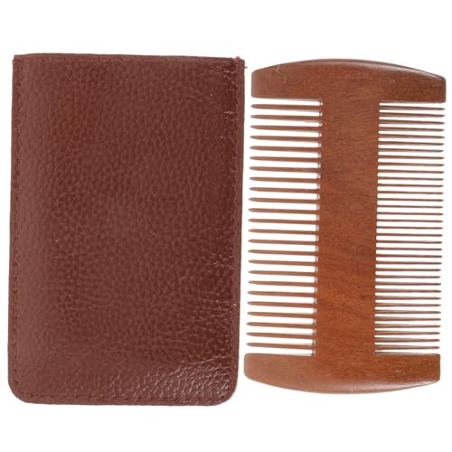 Ipetboom Wooden Beard Comb Styler Double-sided Static Comb Beard Styling Tool with Pouch Random Style