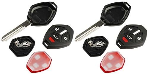 Key Fob Keyless Entry Uncut Remote Shell Case & Pad fits Mitsubishi 2006-2007 Eclipse / 2006-2007 Galant, Set of 2