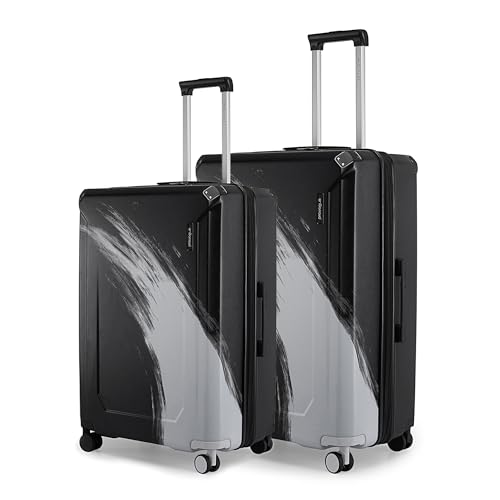 Image of Provogue Wave Hard-Sided PC Trolley Bag Set of 2 | Expandable Space with 8 Wheels Trolley Bags for Travel | Lightweight with TSA Lock | 3 Year Warranty (Midnight Black)