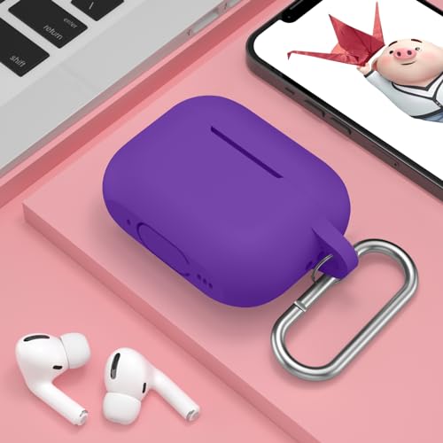 Image of for AirPods Pro 2nd 1st Generation Case Cover with Keychain, Protective Soft Silicone Skin Accessories for Apple AirPods Pro Charging Case 2022 /2019, Front LED Visible, Purple
