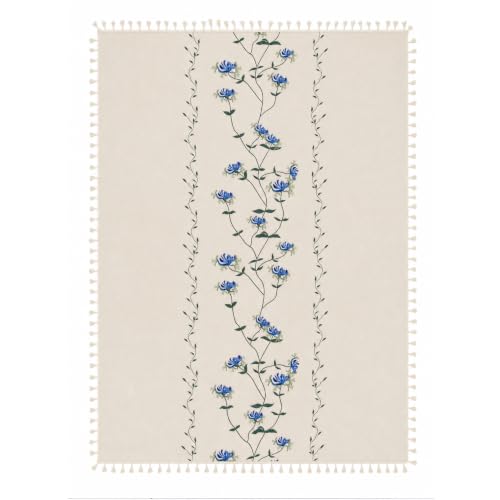 Image of Amazon Basics Tablecloth for Dining Table Cover, Microfiber Fabric Rectangle Tablecloth. 60x90 Inches 6 Seater (White Floral, 6 Seater)