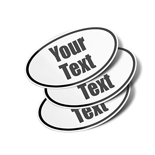 Image of Personalized Oval Vinyl Bumper Stickers (3 Pack) (6 inch - Custom Text 2 Lines)