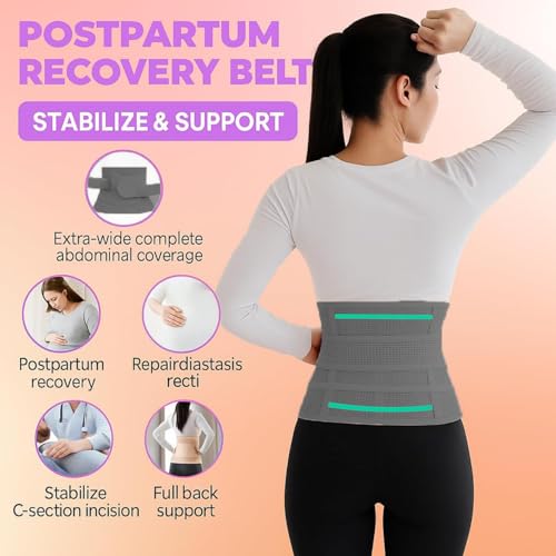 Image of 3-in-1 Postpartum Belt After Delivery - Abdominal Belt for Women Tummy Control | Pregnancy Belts After Delivery | Maternity Belt After C-Section | Abdominal Binder for Post Pregnancy Recovery (Universal) (Grey+)