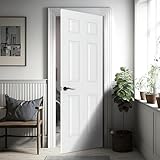 BARNSMITH 30x80 in Raised 6-Panel Textured White Primed Molded Door Slab, Classic Style Paintable Hollow Core Interior Door Panel, for Pocket, Swing, Sliding Door, Durable and Lightweight