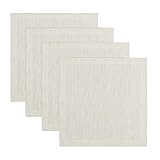 Solino Home Linen Square Placemats Set of 4 - Light Natural Placemats 14 x 14 Inch - 100% Pure Linen Table Mats for Summer, Fall - Athena