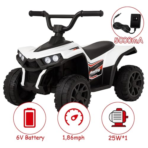 Image of Happy Goods ATV Baby Electric Bike for Kids | Rechargeable Kids Bike with LED Lights, USB & Music | Big Battery Operated Bikes | Ride on Toy Bike for Kid to Drive 2 Years to 5 Years (White)