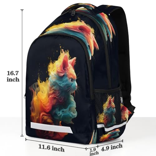 Watercolor Cat Abstract Backpack with Chest Strap Reflective Lightweight Travel Hiking Backpack for Men Women Waterproof Daypack Back Pack for Commute Camping3