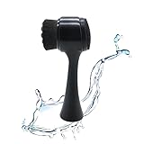 Facial Cleansing Brush 2 in 1Double-Sided Facial Cleaning Brush with Soft Bristles for Deep Pore Exfoliation, Wash Makeup, Massaging (Black)