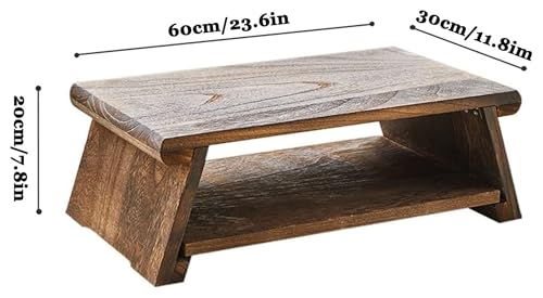 Table à thé zen pliante avec étagère de rangement pour salon bas