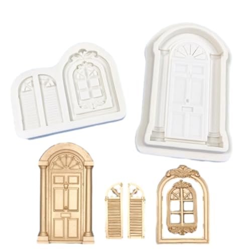 Moule Pate A Sucre Moule À Chocolat En Silicone, Décoration De Gâteau, Porte, Fenêtre En Relief, 2 Pièces