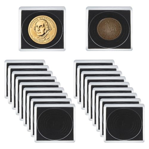 Juego de 20 cajas plásticas transparentes para monedas