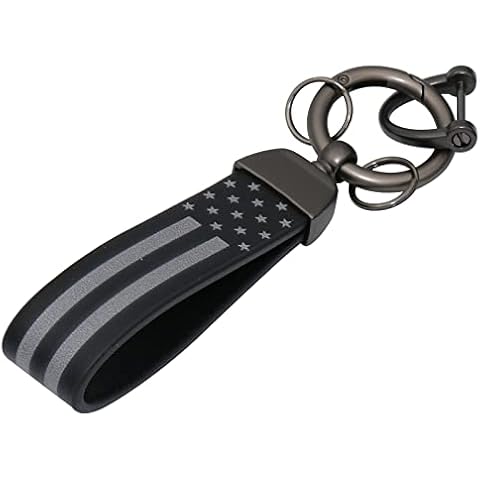 WSAuto Black American USA Flag Car Metal Keychain with Zinc Alloy Ring Fit for Trucks and Car Chevrolet, Ford, Jeep, dodge,Men Women Car Accessories Black Cover