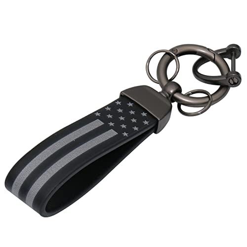 WSAuto Black American USA Flag Metal Keychain With Zinc Alloy Ring - Fit for Trucks, Chevrolet, Ford, Jeep, Dodge - Car Accessories for Men and Women