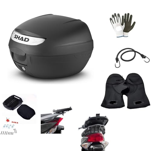 Compatible con Yamaha XJ6 600 ABS Baúl SHAD SH26 Maleta de 26 litros negro baúl para 1 casco integral+placa universal para portaequipaje de moto scooter + kit de montaje