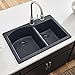 Ruvati 33 x 22 inch Drop-in Topmount Granite Composite Double Bowl Kitchen Sink - Midnight Black - RVG1344BK