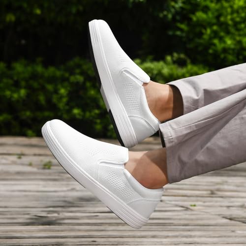 konhill Men's Slip on Shoes, Casual Breathable Boat Sneakers with Arch Support Lightweight Mesh Beach Loafers for Driving Walking Skate3