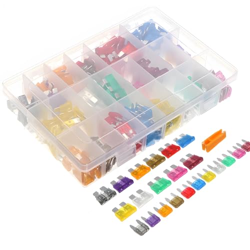 Automotive Glow Fuses, Set de 50 piezas para autos, construcción en aluminio y plástico, caja de almacenamiento con cerradura y asa, indicador de alta visibilidad, compatible con varios vehículos miniatura 1
