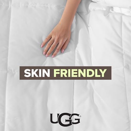 UGG Danielle Comforter Duvet Insert Cooling Lightweight Down Alternative Hypoallergenic Washable Quilted Fluffy Comforter Blanket Corner Tabs for Duvet Cover, King/California King, Bright White - Thumbnail 4