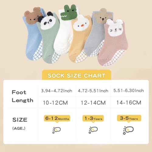Image of Non-Slip Toddler Grip Crew Socks with Anti Skid Soles