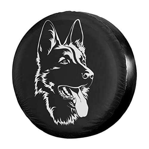 Foruidea Black German Shepherd Spare Tire Cover Dust-Proof Wheel Tire Cover Fit Trailer, RV, SUV and Many Vehicle 15 Inch