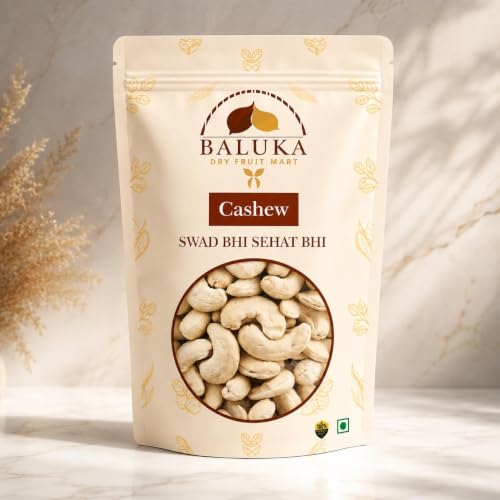 Image of Baluka Dry Fruit Mart Premium Whole Cashews (Kaju), W180 Jumbo Grade | Nutritious & Delicious | Rich in Protein & Essential Minerals | Fresh & Crunchy Dry Fruits (250g)