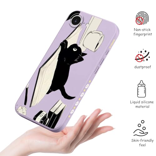 Coque iPhone 16E eviter rayures housse souple fine motif chat violet silicone - 4
