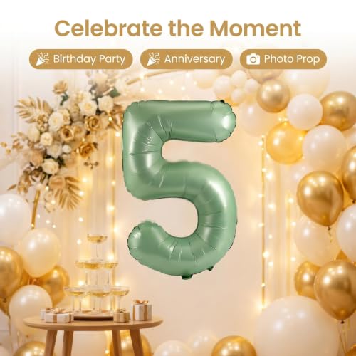 Image of YPSelected 32 Inch Large Foil Helium Number Balloon Birthday Wedding Party 0-9 (Olive Green, 5)