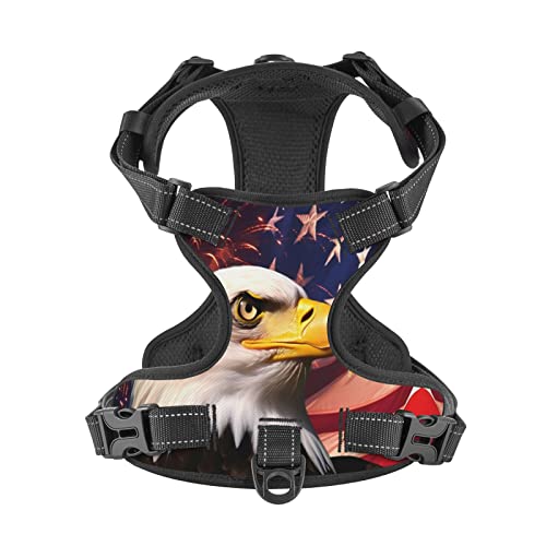 American Flag and Eagle Reflective Dog Harness No Pull Soft Vest Harness for Small Medium Large Dog Puppy Pets Small Size